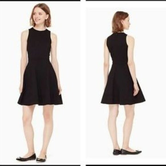 Kate Spade Dress Black Sicily Sleeveless Stretch Sheath Flare Skirt LBD Size 6 - Picture 3 of 16